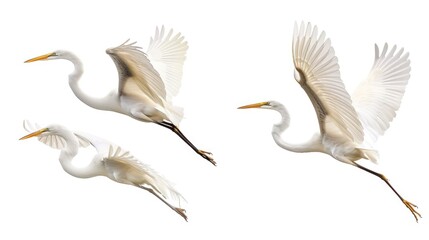 Poster - Three white birds soaring through the sky