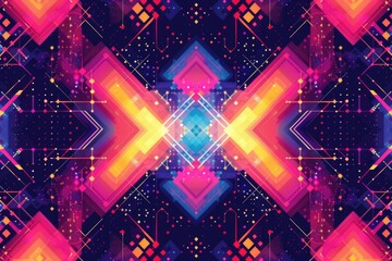 Poster - A colorful geometric design featuring stars and squares