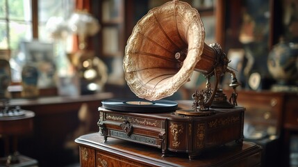 Wall Mural - Antique Gramophone in a Vintage Setting