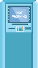 Poster - Blue atm machine not working with error message on screen