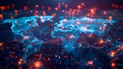 Wall Mural - Global Network Connectivity: A Digital Map