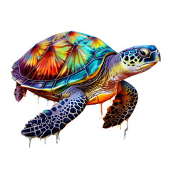 Wall Mural - cute turtle looking isolated on white