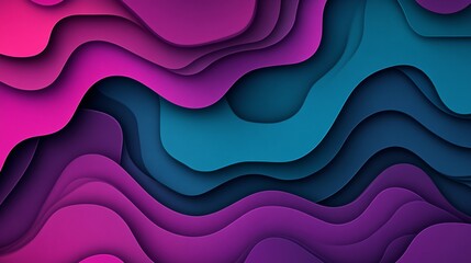 Canvas Print - Abstract wave patterns in vibrant purple and teal hues create a dynamic visual depth.