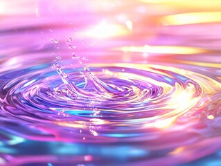 Poster - Captivating abstract water ripple with colorful reflections, creating a serene and vibrant atmosphere for artistic backgrounds.