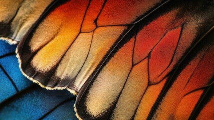 Aufkleber - Close-up of a butterfly wing with intricate patterns and vibrant colors