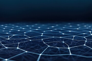 Poster - Abstract digital connectivity background with glowing lines and hexagonal shapes, perfect for technology and science themes.