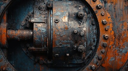 Poster - Rusty Metal Panel with Bolts and Gear