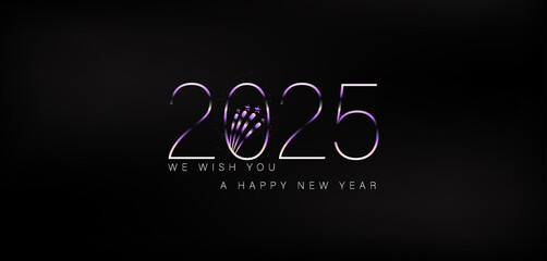 Wall Mural - A vibrant display of Purple Gradient balloons Happy New Year 2025