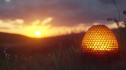 Poster - Honeycomb Lamp at Sunset