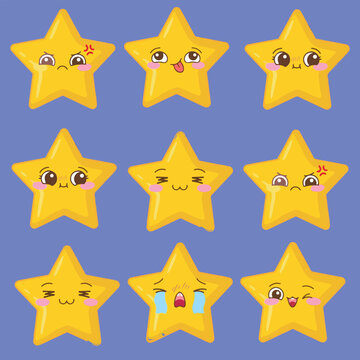 illustration art cute star bundle character vector design