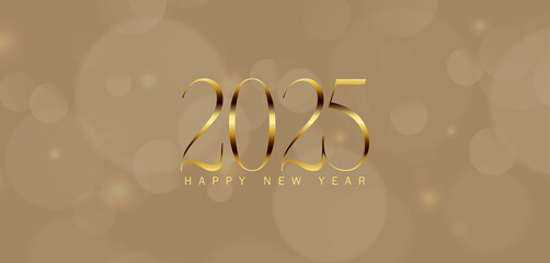 Wall Mural - Festive gold background celebrating the arrival of Happy New Year 2025 with joyful elements and vibrant design