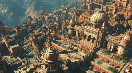 Aufkleber - Aerial View of an Ancient City with Domed Buildings