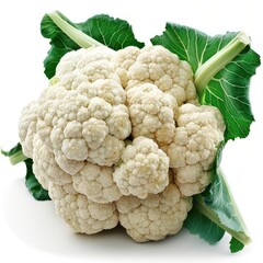 Wall Mural - a bunch of cauliflower with green leaves on a white background