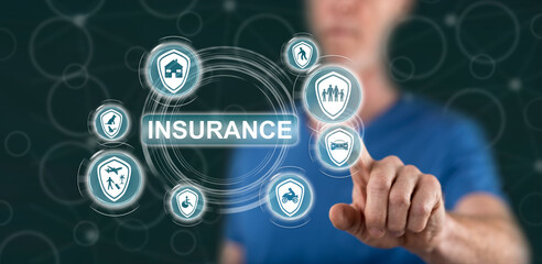 Man touching an insurance concept