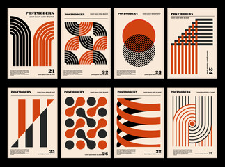 artworks, posters inspired postmodern of vector abstract dynamic symbols with bold geometric shapes,