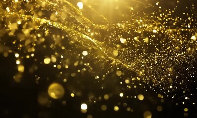 Poster - Golden shimmer dances through a darkened space, creating enchanting trails of light and magic during an evening celebration of artistry and wonder at dusk. Generative AI