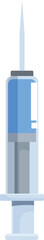 Poster - Medical syringe containing blue liquid stands ready for an injection