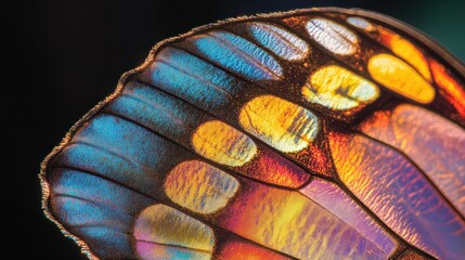 Poster - Close-up of a Butterfly Wing with Iridescent Colors and Patterns