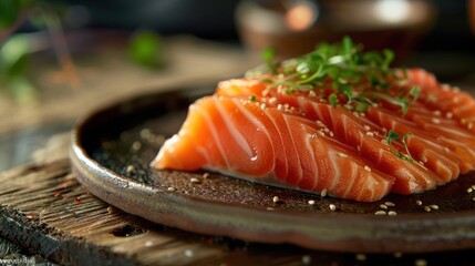 a close up of a plate of fish on a table