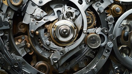 Poster - Close-up of Complex Machine Gears and Components