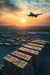 © JH45 - Sunset Skyline and Air Cargo Logistics at the Airport