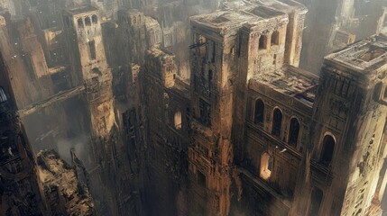 Aufkleber - Aerial View of Crumbling Ancient City Ruins