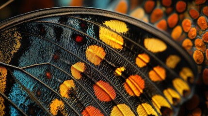 Aufkleber - Close-up of a Butterfly Wing with Intricate Patterns and Colors