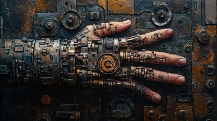 Poster - A Detailed Close-Up of a Mechanical Hand