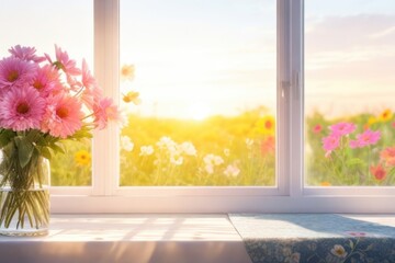 Sticker - A bouquet in a vase on the window