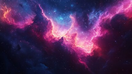 Poster - A beautiful and colorful space scene with a purple cloud in the middle