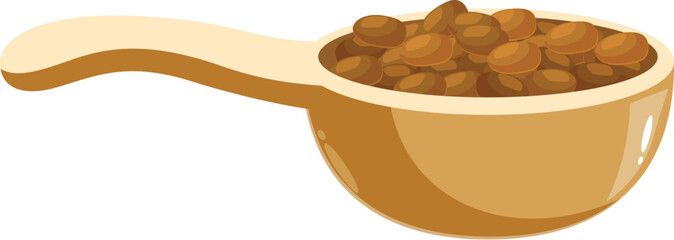 Poster - Cartoon image of a wooden spoon holding a healthy serving of lentils
