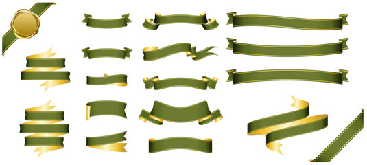 Wall Mural - green ribbon banner design material