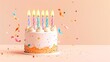 © julio - Birthday Cake with Colorful Candles and Confetti