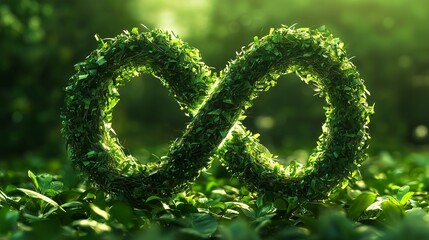 Wall Mural - Infinity symbol made of green foliage representing sustainability and continuity for a green future.