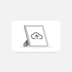 Poster - display picture add button, cloud upload image placeholder with arrow concept illustration flat design. simple modern graphic element for empty state ui, infographic, icon