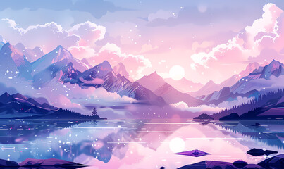 Sticker - lake in mountains