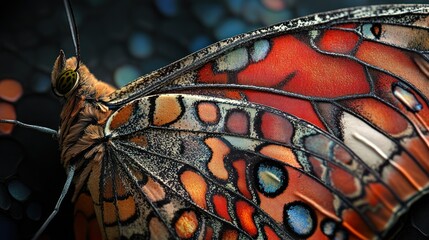 Aufkleber - Close-up of a Butterfly's Wing with Detailed Pattern and Texture