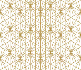 Sticker - A gold geometric pattern with geometric shapes on a beige background.