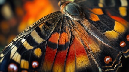 Poster - Close-up of a Butterfly Wing with Intricate Patterns and Textures