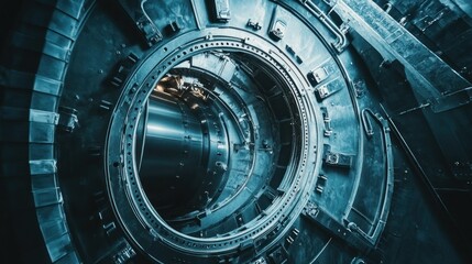Poster - Close-up View of a Circular Metal Structure with a Central Opening