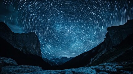 A night sky filled with stars, using long exposure to show the movement of the stars. --ar 16:9 --v 6.1 Job ID: 1ce20956-d303-4bae-b91b-7121ecb61417