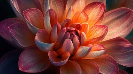 Wall Mural - Close-up of a Vibrant Pink and Orange Dahlia Blossom