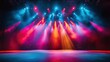 © Nottenaj - Concert stage with intersecting light beams, vibrant colors, electric atmosphere, high energy