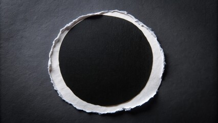 Poster - Torn Paper Revealing a Black Circle on a Dark Surface