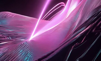 Poster - Futuristic waves of light and color dance together in an abstract expression of digital art in a vibrant, illuminated space. Generative AI