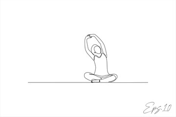 Wall Mural - continuous line vector illustration of woman doing yoga exercise