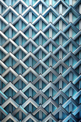 Poster - Abstract Geometric Pattern: A contemporary design with an intricate grid of silver squares, each featuring a subtle 3D effect, against a cool blue and white backdrop. 