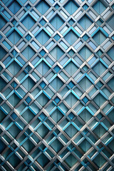 Poster - Abstract Geometric Pattern: A contemporary design with an intricate grid of silver squares, each featuring a subtle 3D effect, against a cool blue and white backdrop. 