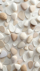 Poster - Abstract Stone Pattern: A minimalist, calming arrangement of smooth, rounded stones in various shades of beige and white, creating a serene, natural texture. 