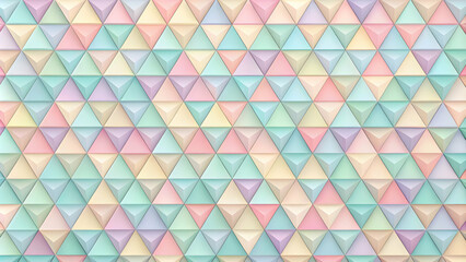 Poster - Pastel Triangle Pattern: A Seamless background with a geometric design of pastel-colored triangles. This image is perfect for creating a visually appealing and modern design. 